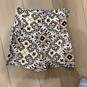 French Connection High Waist Shorts - Pink, Yellow, Black Geometric